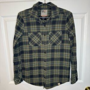 5.11 Tactical Womens Plaid Button Down Shirt Green Blue and Yellow Size XS GUC